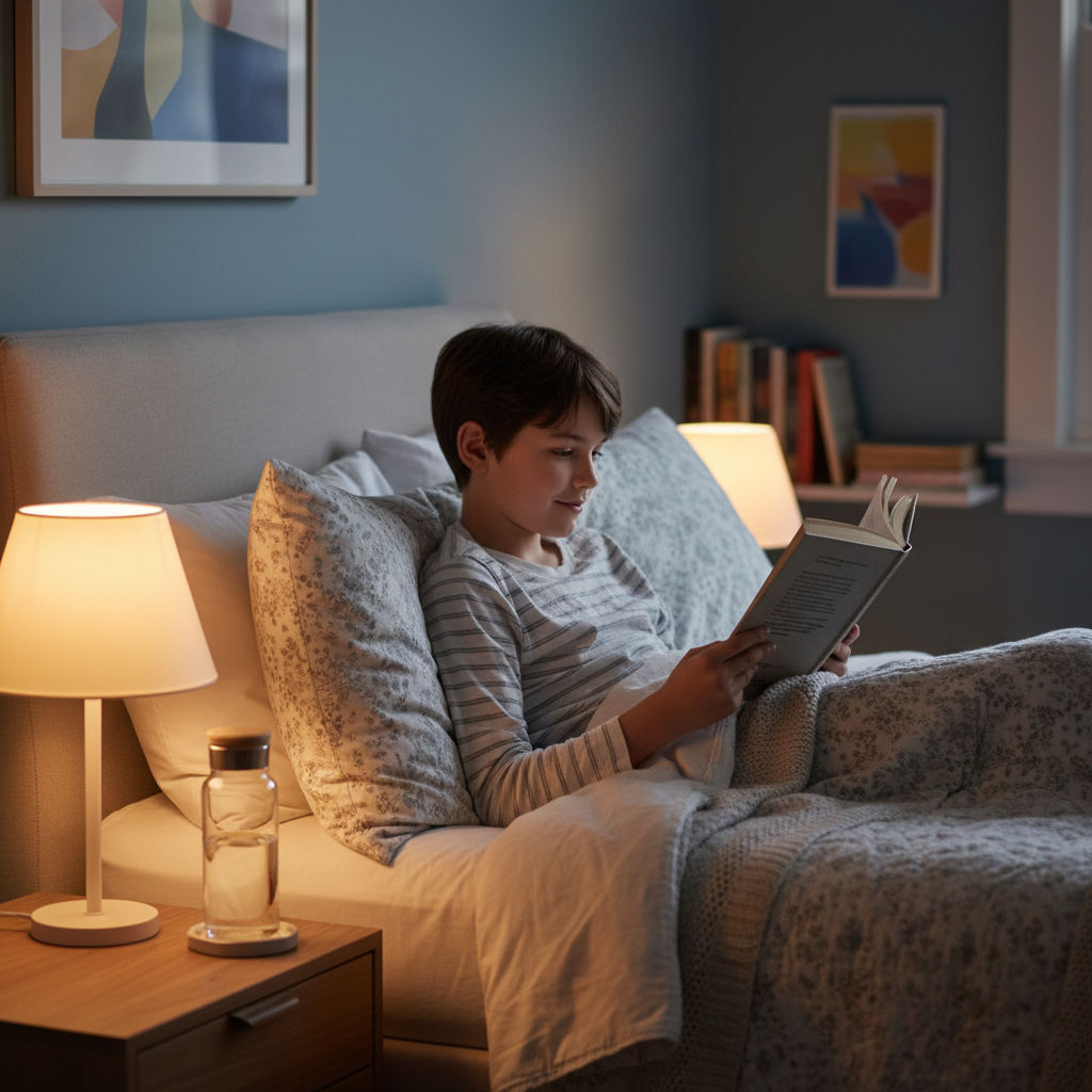 Thói quen trước khi ngủ lành mạnh: đọc sách, ánh đèn ấm, không dùng điện thoại