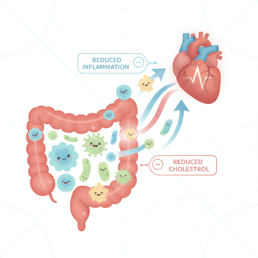 Minh họa trục ruột-tim: lợi khuẩn ảnh hưởng tới viêm và cholesterol