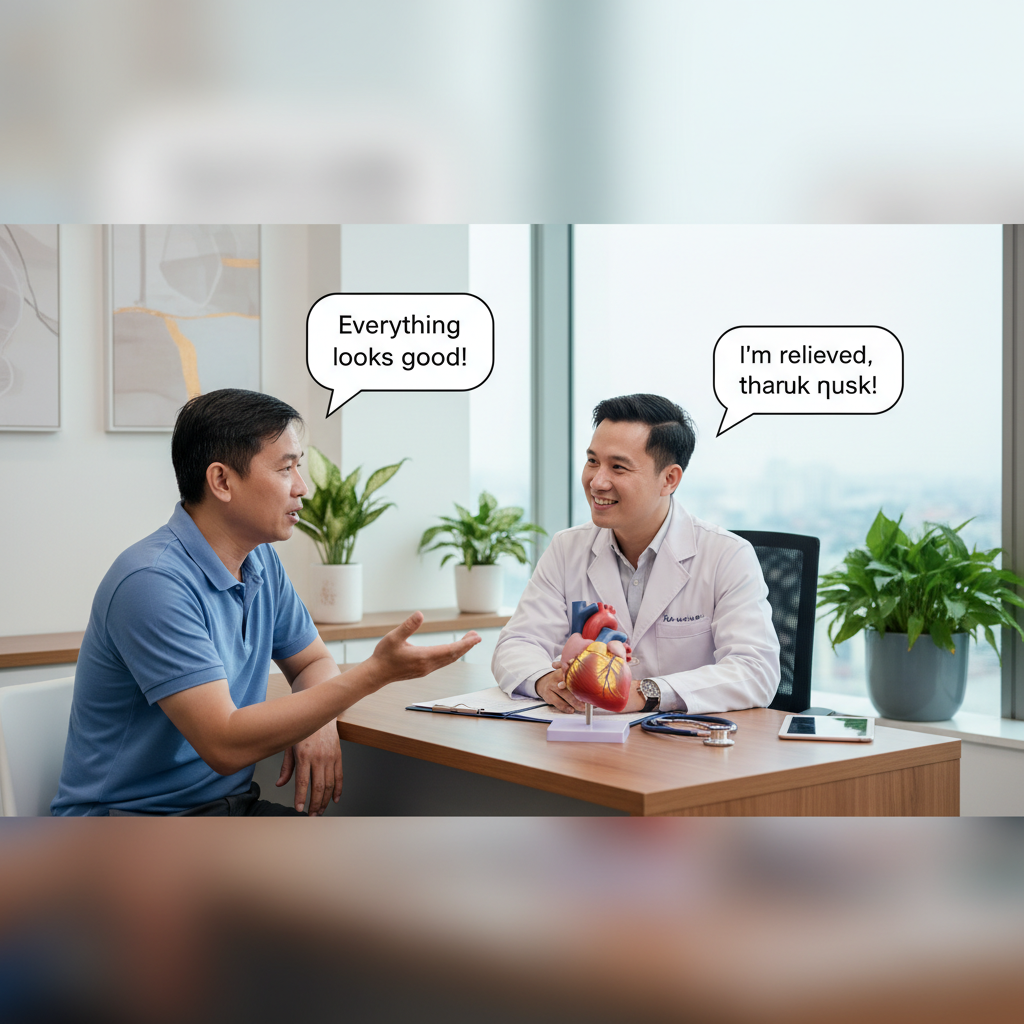 Bác sĩ tim mạch tư vấn bệnh nhân ở phòng khám