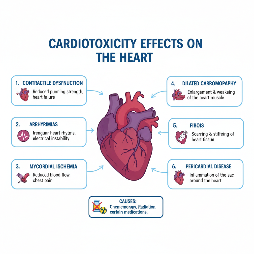 Infographic về ảnh hưởng của độc tính tim đến trái tim.