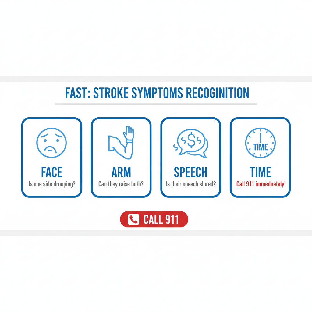 Infographic về phương pháp FAST để nhận biết dấu hiệu đột quỵ