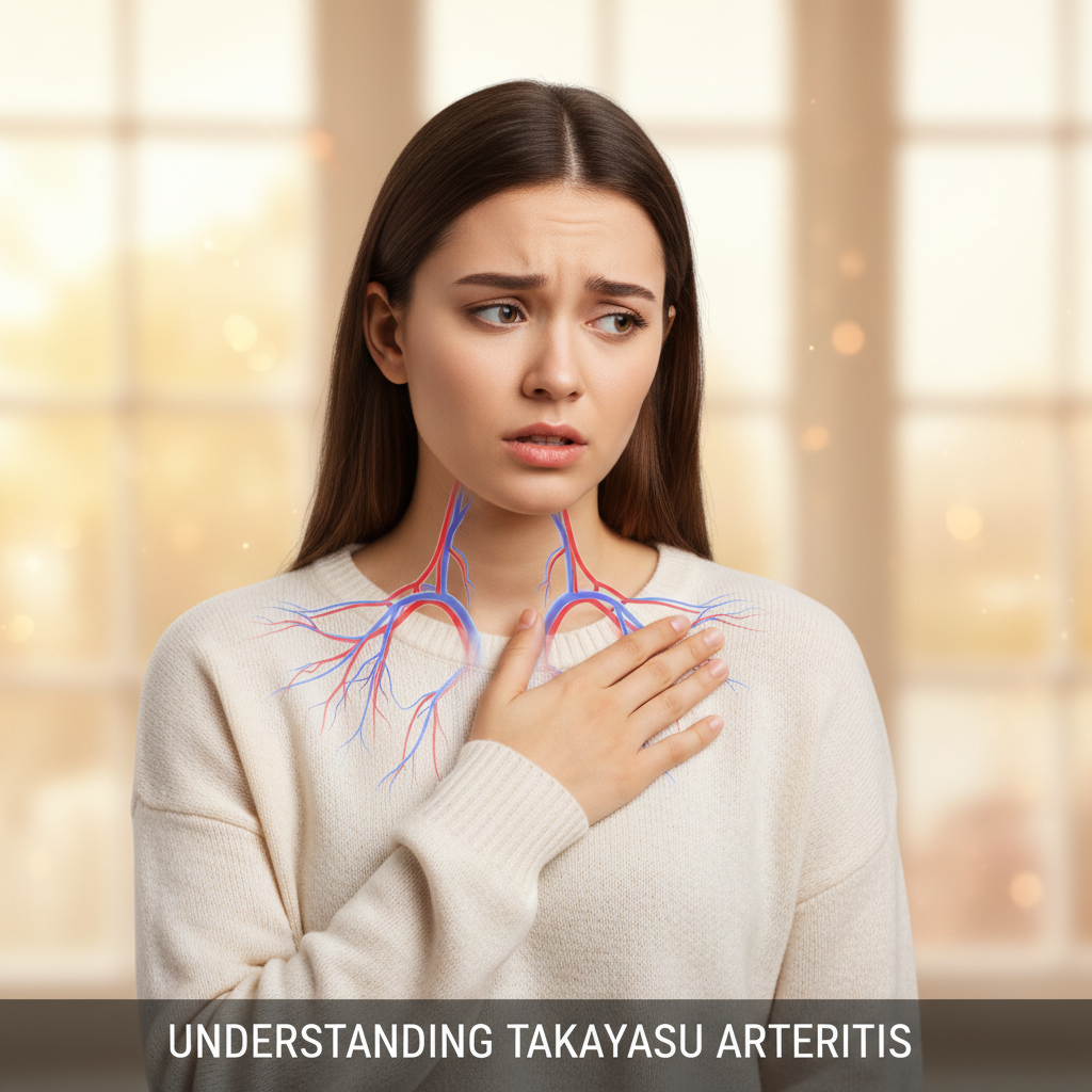 Hình ảnh người phụ nữ trẻ lo lắng về triệu chứng viêm động mạch Takayasu