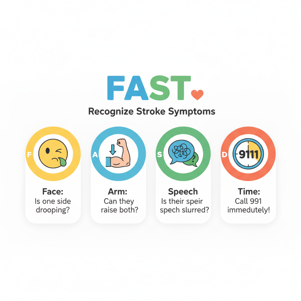 Infographic về phương pháp FAST nhận biết dấu hiệu đột quỵ