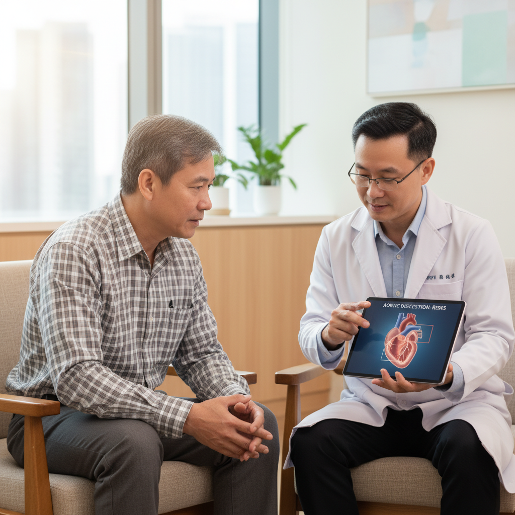 Hình ảnh bác sĩ tư vấn về nguy cơ phình tách động mạch chủ cho bệnh nhân