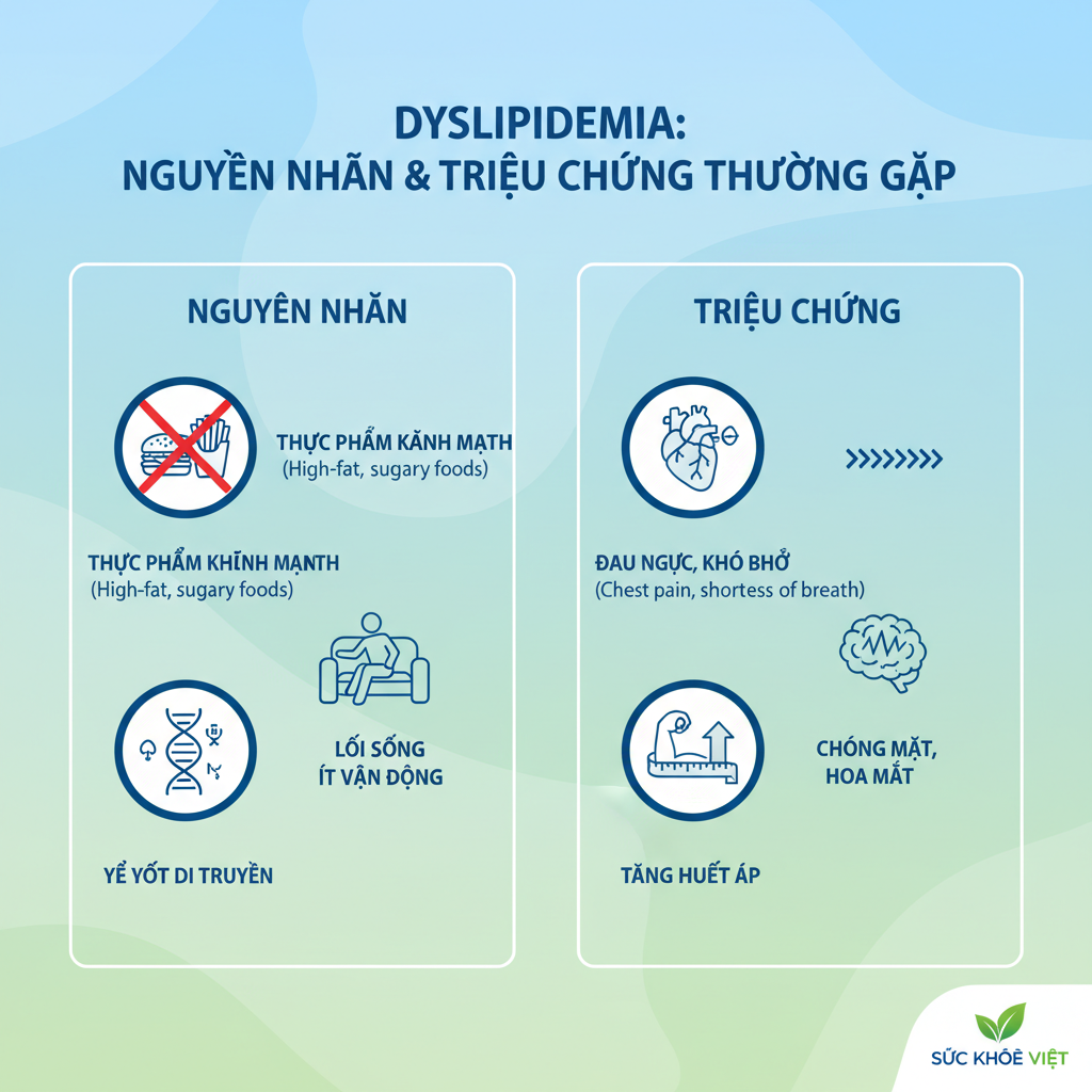 Infographic về nguyên nhân và dấu hiệu của rối loạn lipid máu