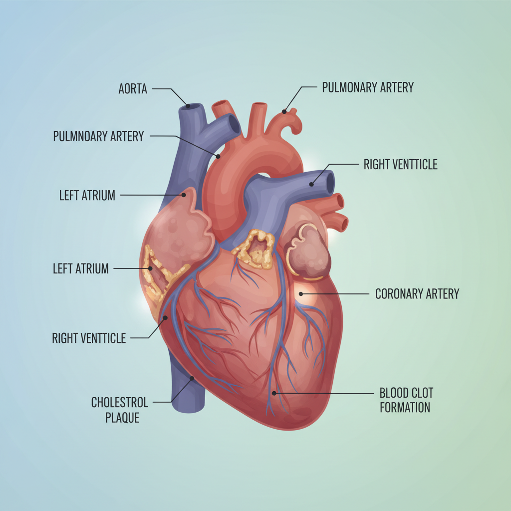 Hình minh họa cholesterol tích tụ trong động mạch gây rối loạn lipid máu