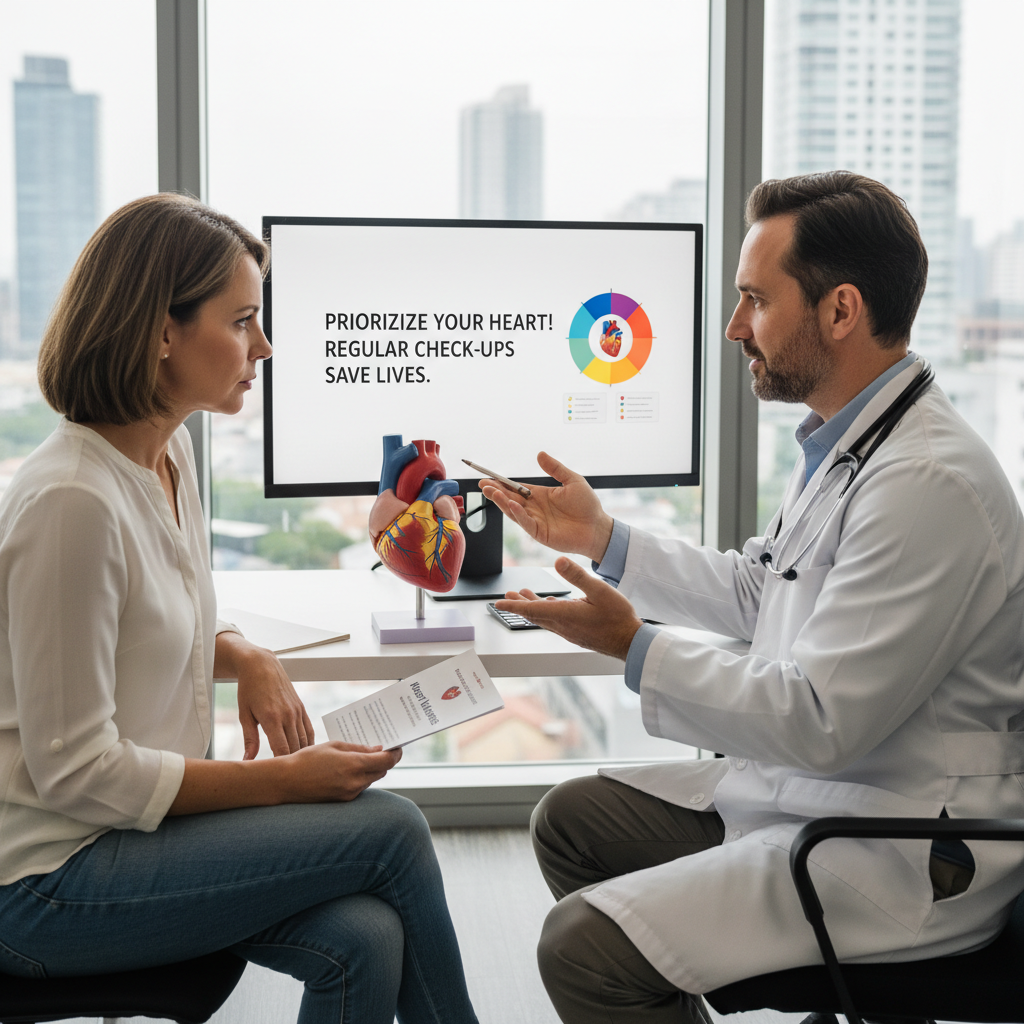 Hình ảnh bác sĩ thảo luận với bệnh nhân về sức khỏe tim mạch và việc kiểm tra định kỳ.