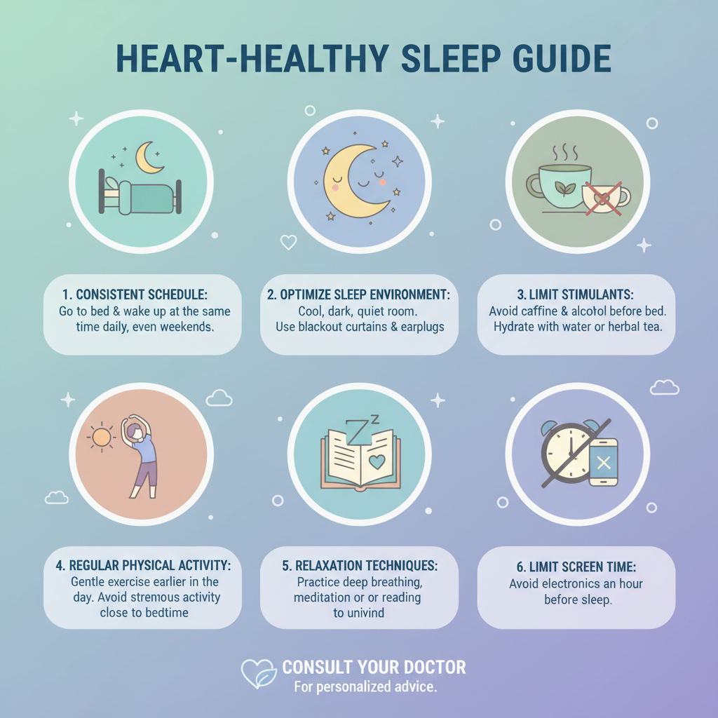 Infographic hiển thị mẹo cải thiện giấc ngủ cho người bệnh tim.