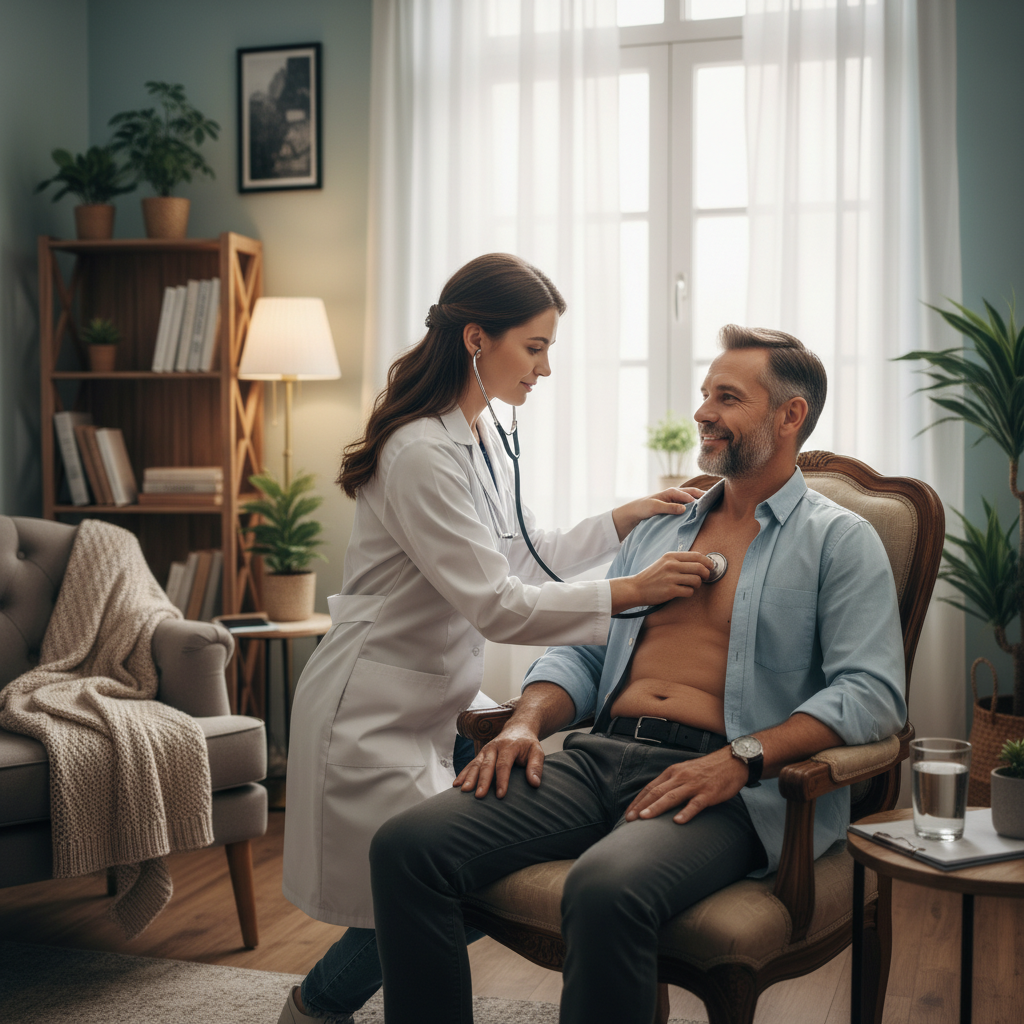 Minh họa một người bị căng thẳng xung quanh là biểu tượng liên quan đến sức khỏe tim mạch.