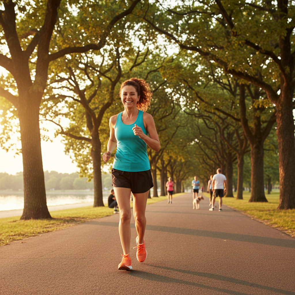 Một người vui vẻ tham gia các hoạt động thể dục thường xuyên.