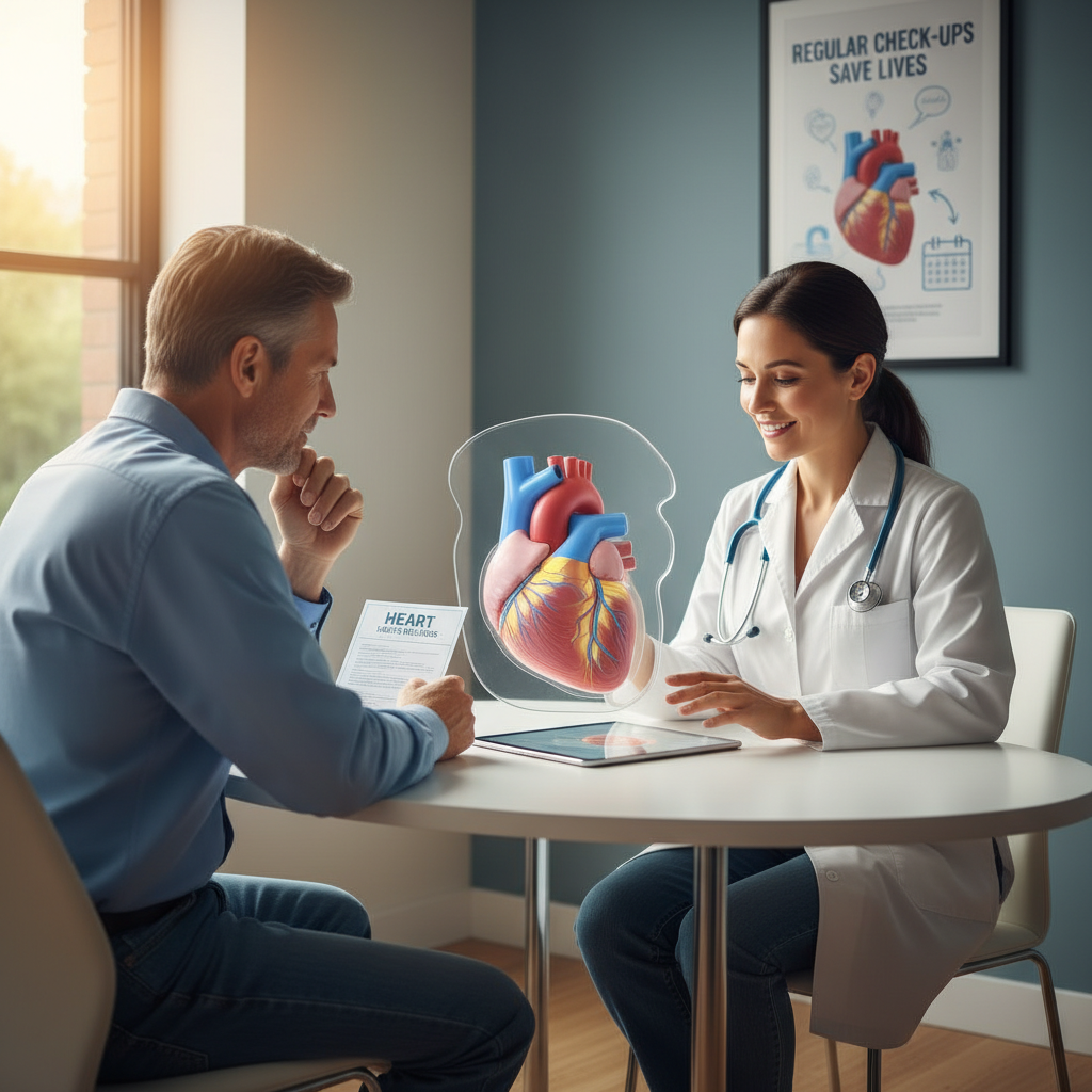 Bác sĩ tư vấn cho bệnh nhân về sức khỏe tim mạch, thể hiện tầm quan trọng của việc khám sức khỏe định kỳ.