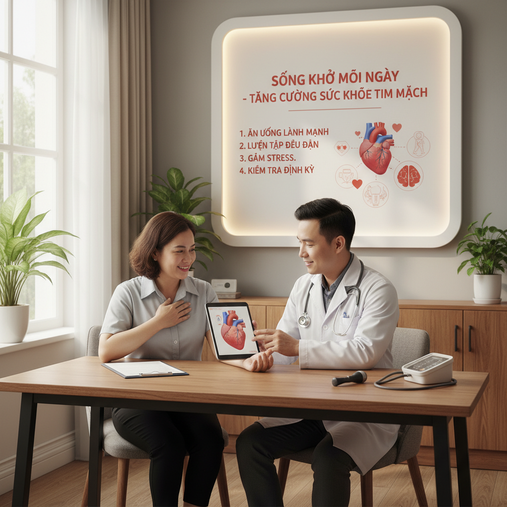 Bác sĩ thảo luận về sức khỏe tim mạch với bệnh nhân.