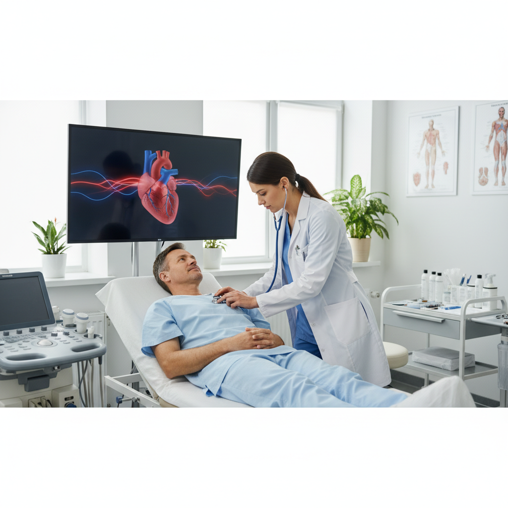 Bác sĩ kiểm tra sức khỏe tim mạch cho bệnh nhân