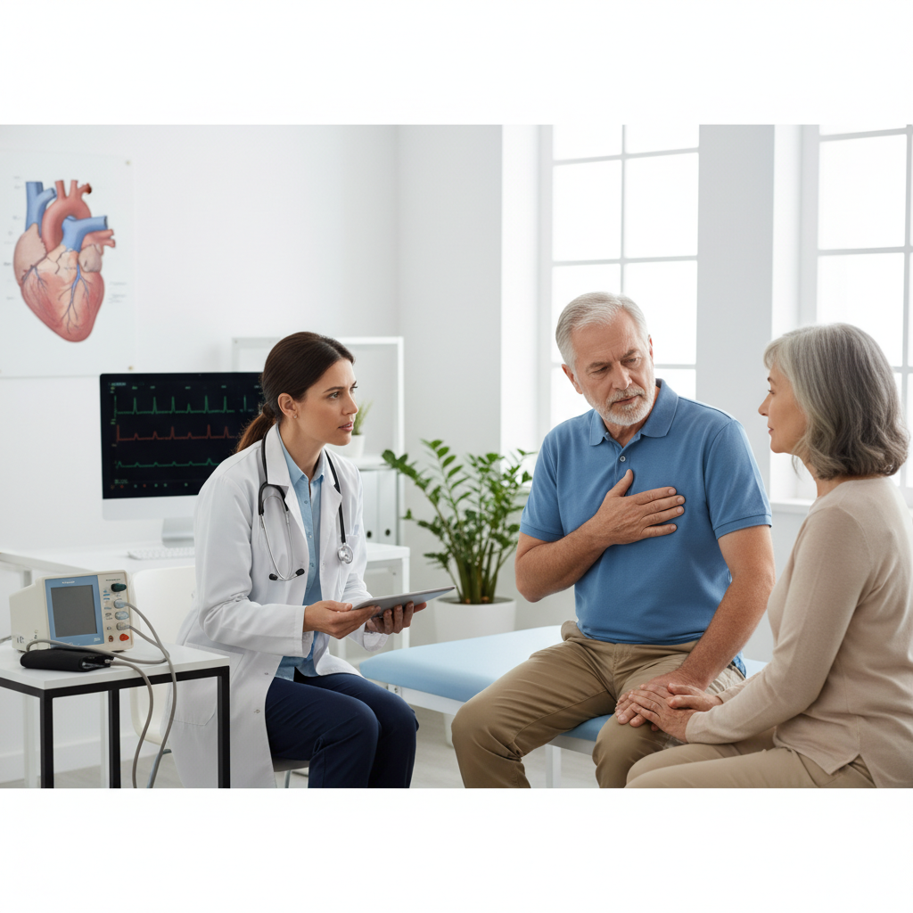 Bệnh nhân bị đau thắt ngực ổn định tại phòng khám.