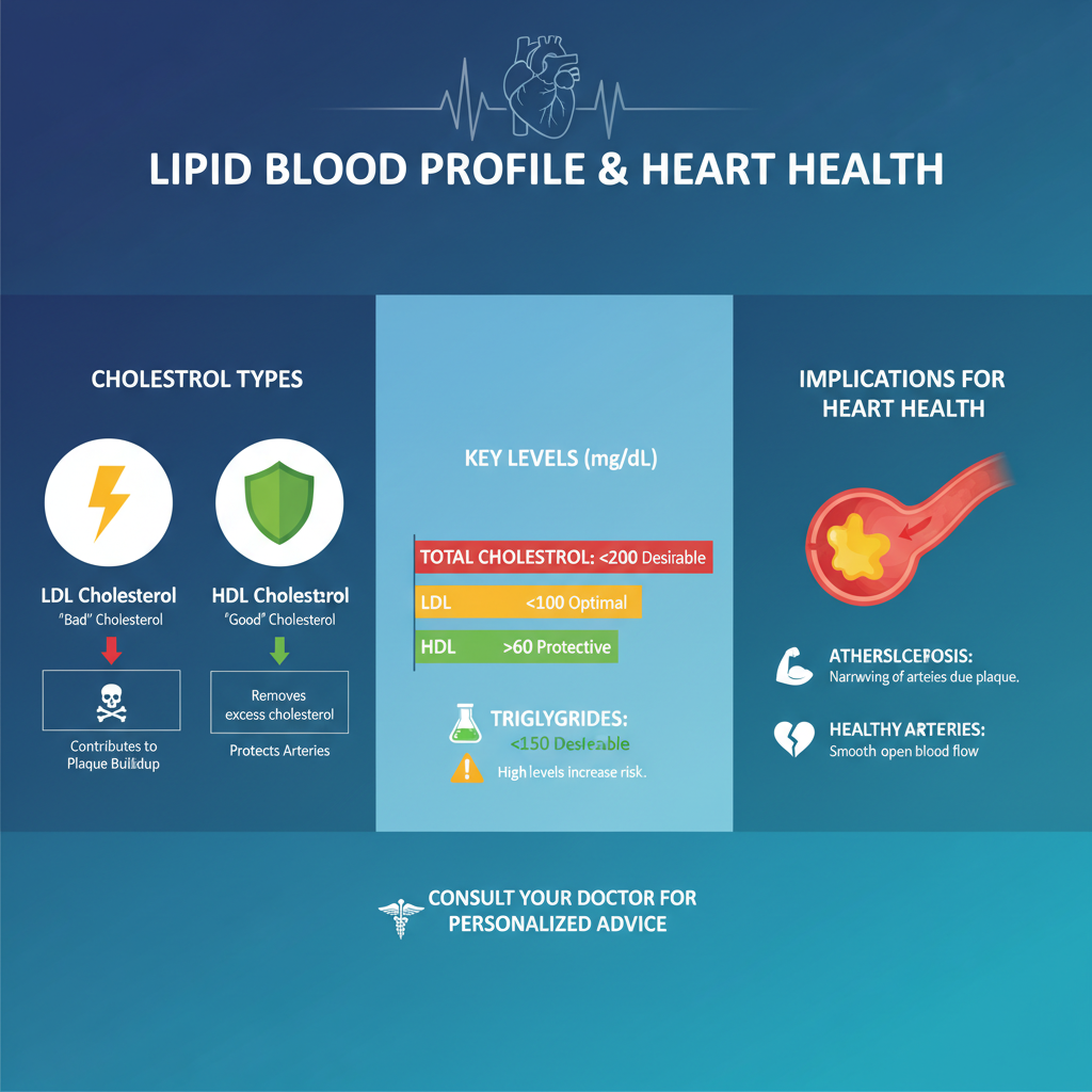 Biểu đồ minh họa các chỉ số lipid trong máu và ý nghĩa của chúng đối với sức khỏe tim mạch.