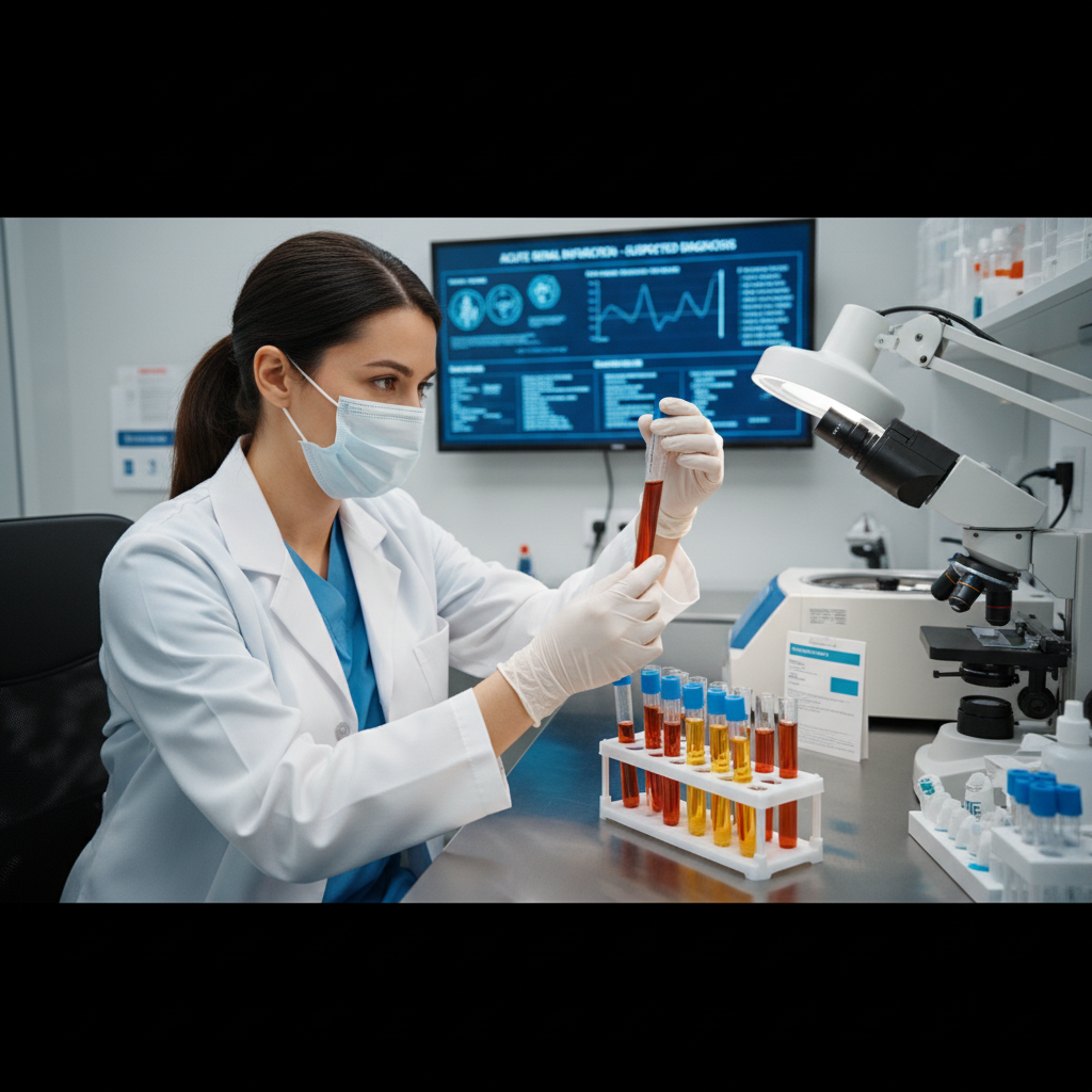 Phân tích nước tiểu tại phòng thí nghiệm để chẩn đoán nhồi máu thận cấp