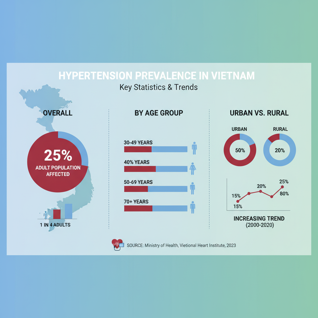Hình ảnh minh họa tỷ lệ tăng huyết áp tại Việt Nam.