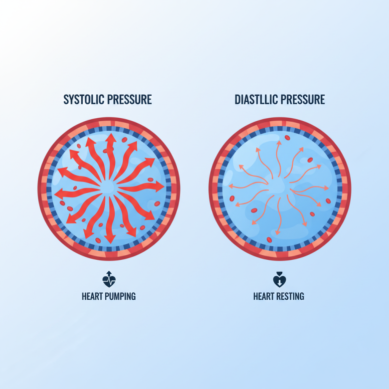 Hình ảnh minh họa huyết áp tâm thu và tâm trương qua sơ đồ trực quan và dễ hiểu cho người bệnh