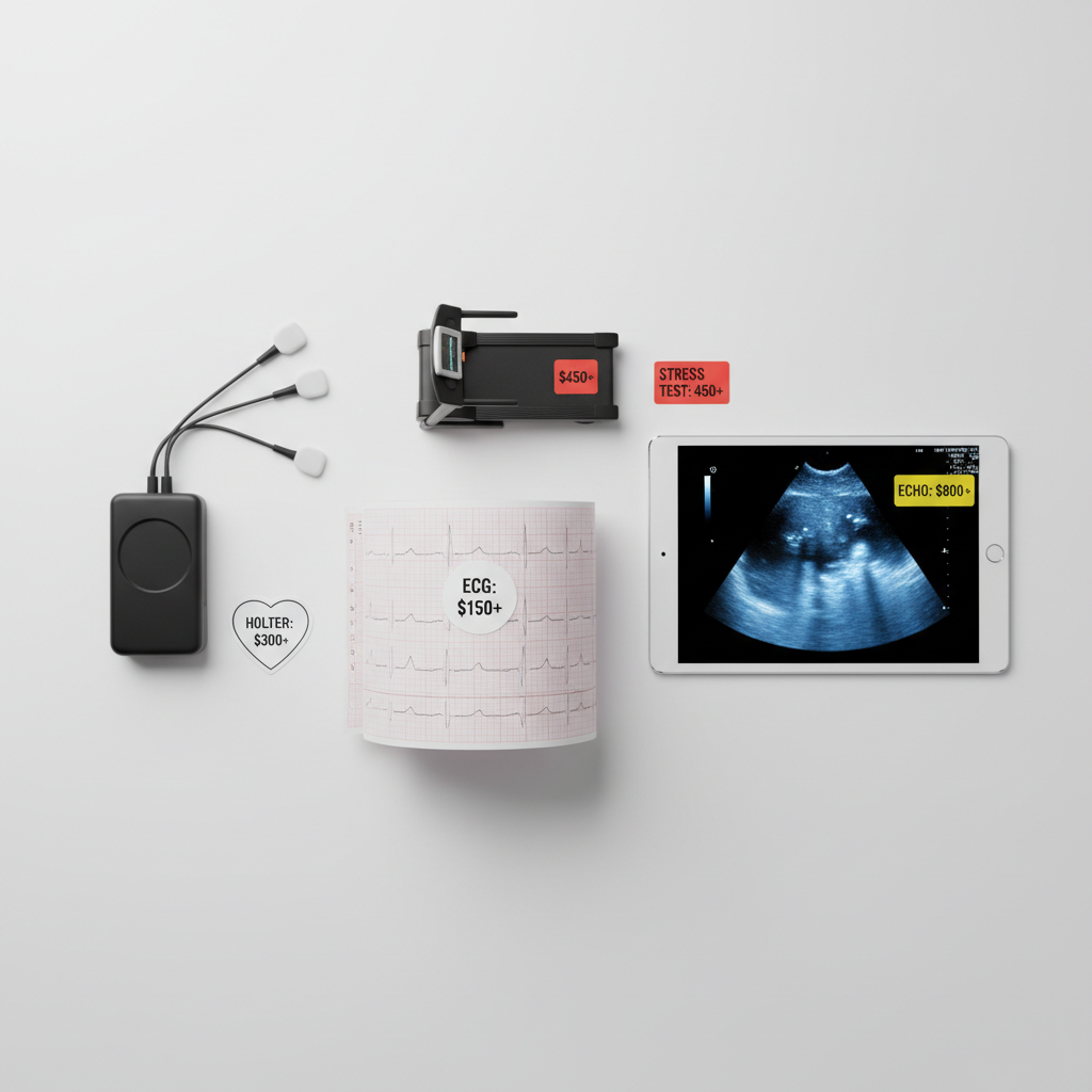 Các xét nghiệm tim mạch phổ biến: ECG, siêu âm tim, Holter, test gắng sức kèm nhãn giá ước lượng