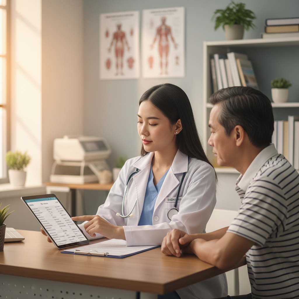 Bác sĩ tim mạch tư vấn danh sách thuốc cho bệnh nhân sau đặt stent