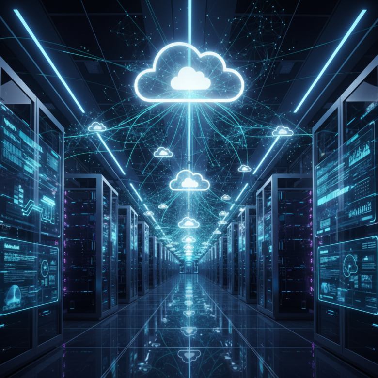 Futuristic data center illustrating cloud technology