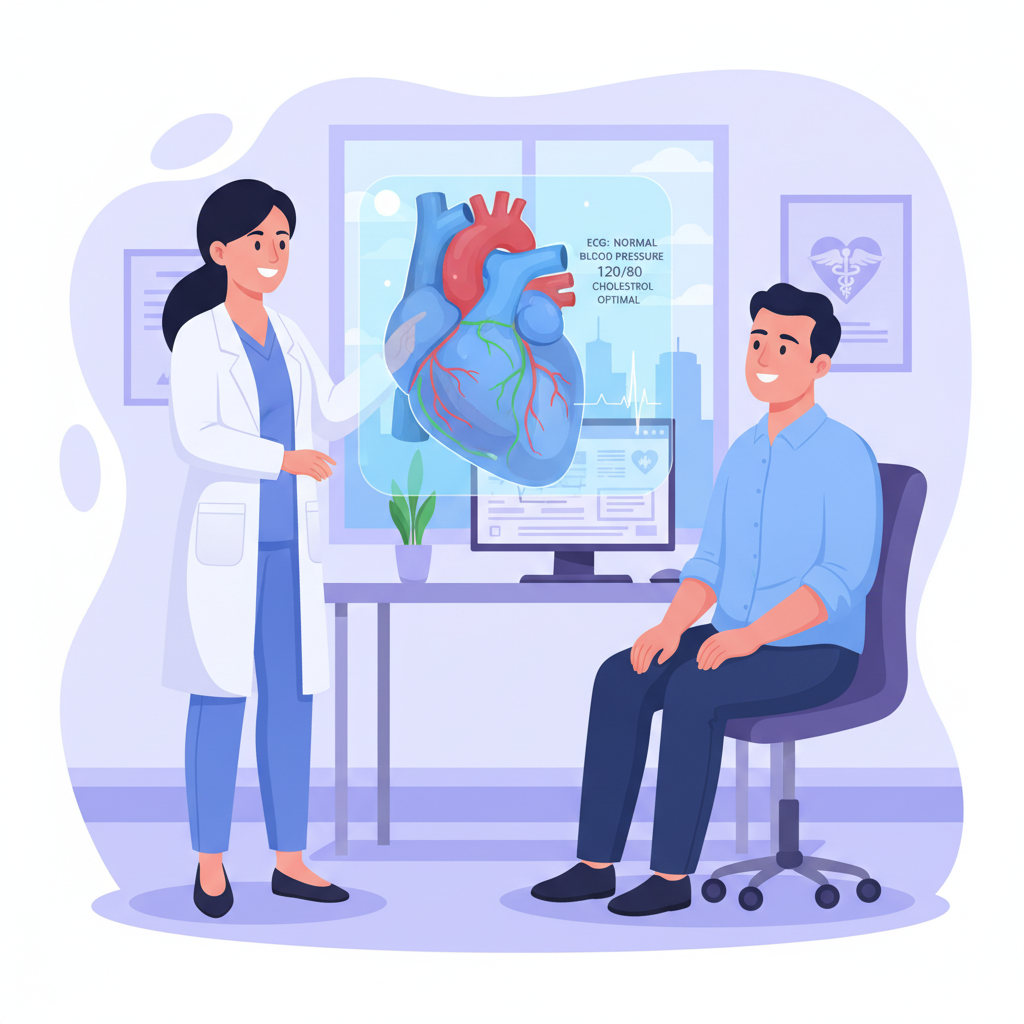 Hình minh họa về việc kiểm tra sức khỏe tim mạch tại phòng khám.