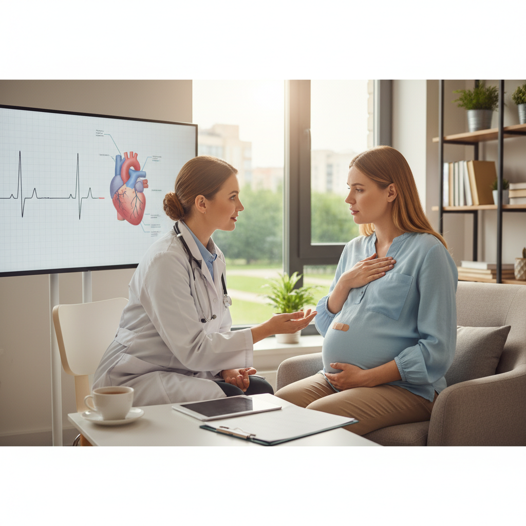 Người phụ nữ mang thai mắc bệnh tim bẩm sinh tư vấn với bác sĩ.