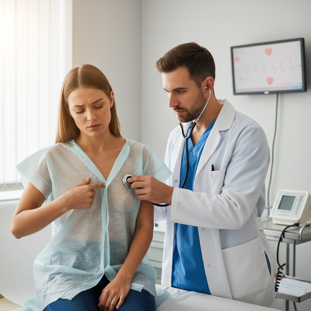 Bác sĩ kiểm tra cơn đau ngực của bệnh nhân