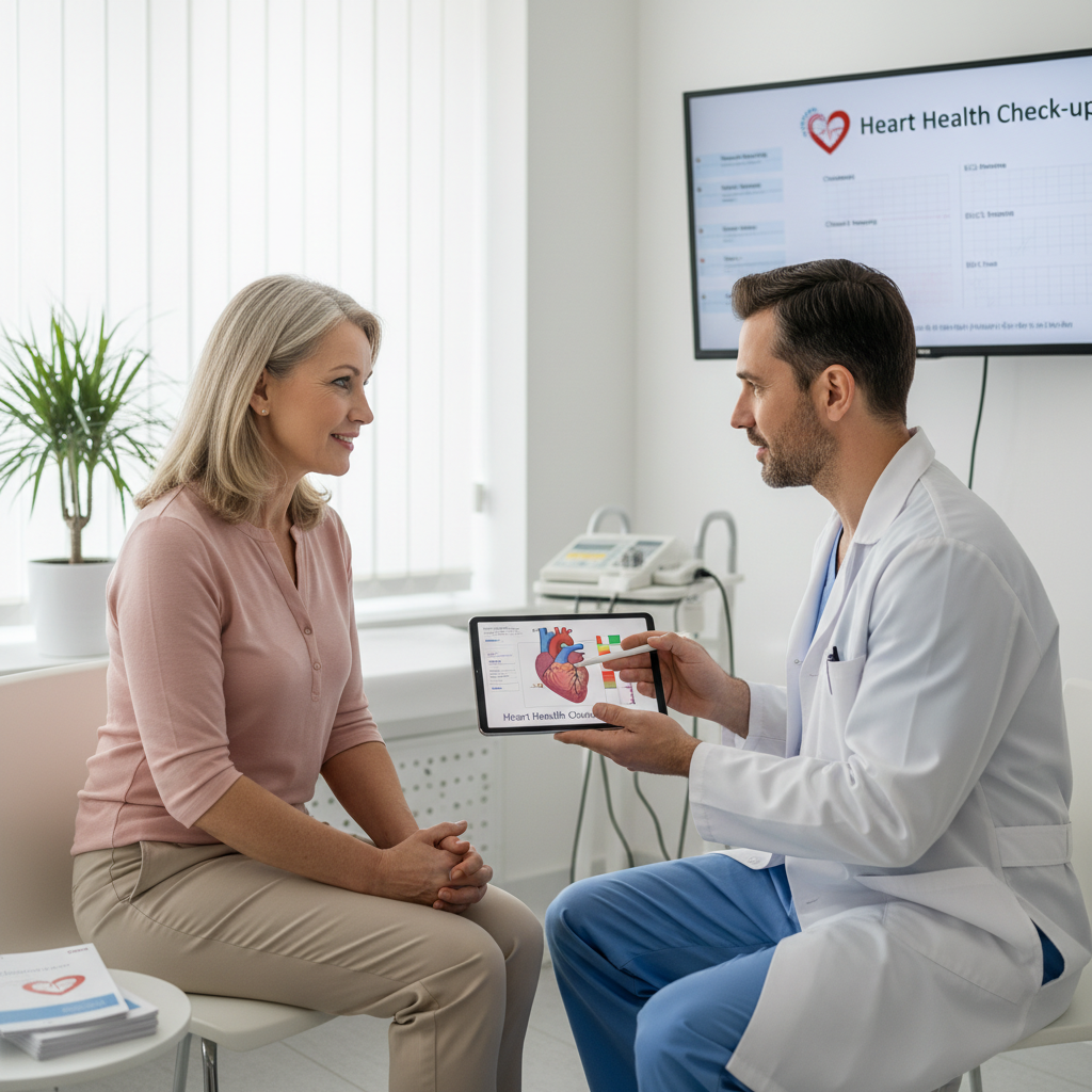 Bác sĩ tư vấn cho bệnh nhân về kiểm tra sức khỏe tim mạch