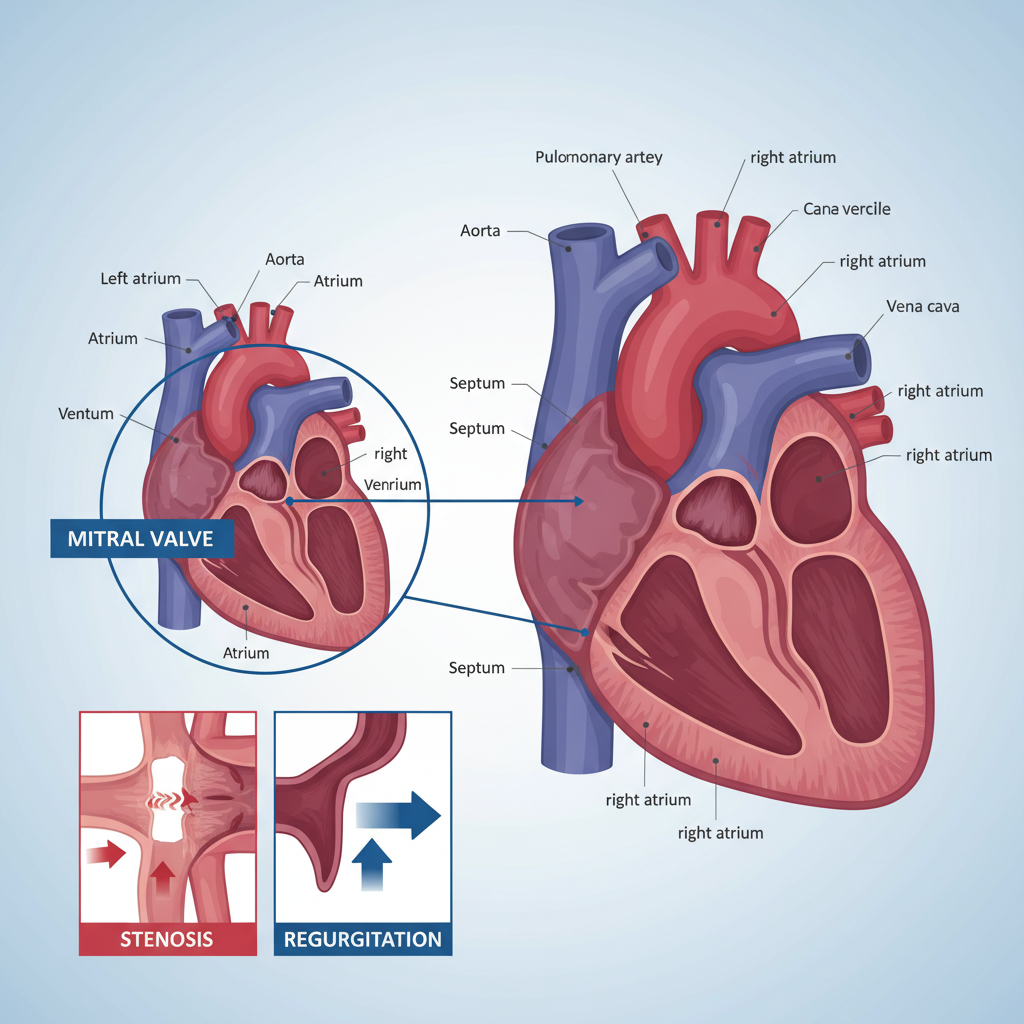 Hình minh họa cấu trúc tim với van hai lá
