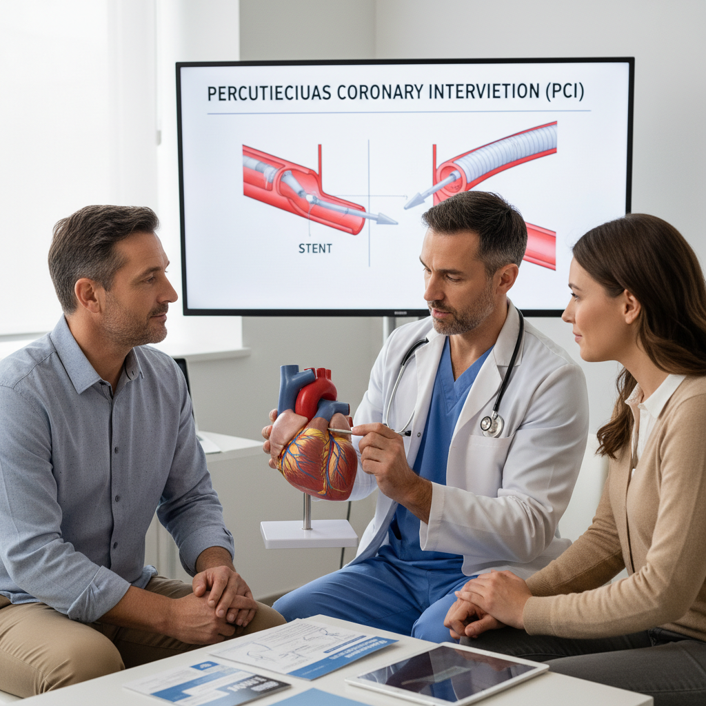 Bác sĩ giải thích quy trình can thiệp động mạch vành cho bệnh nhân.