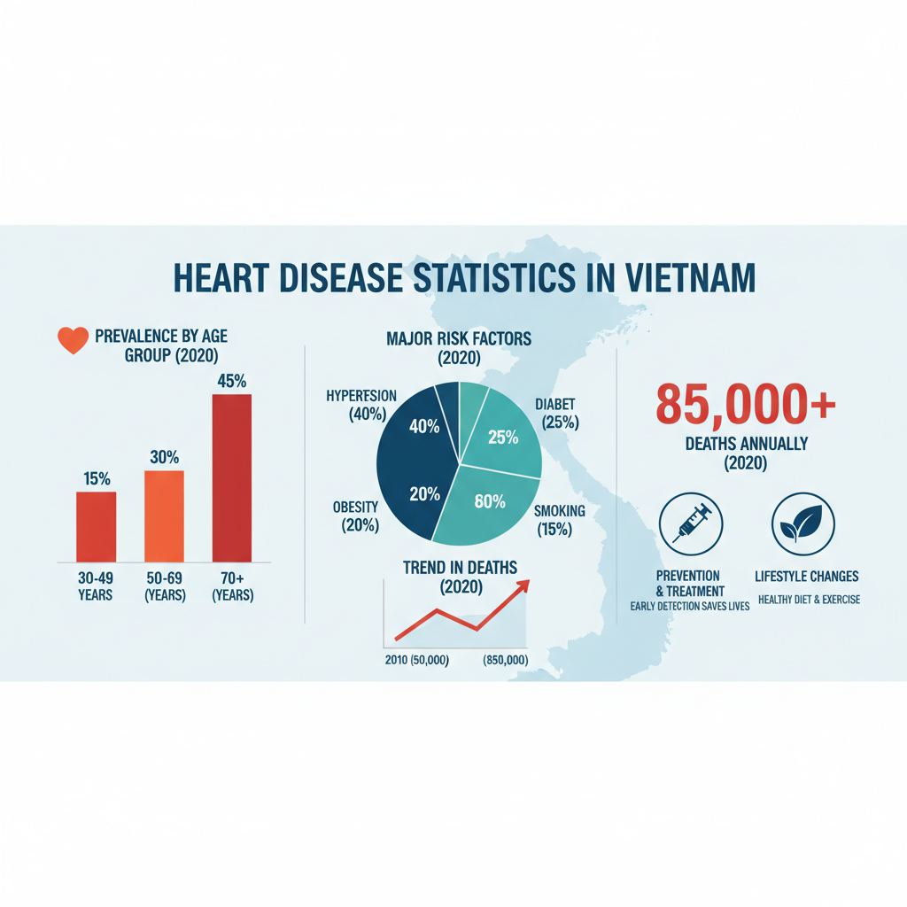 Biểu đồ thống kê bệnh tim mạch tại Việt Nam.