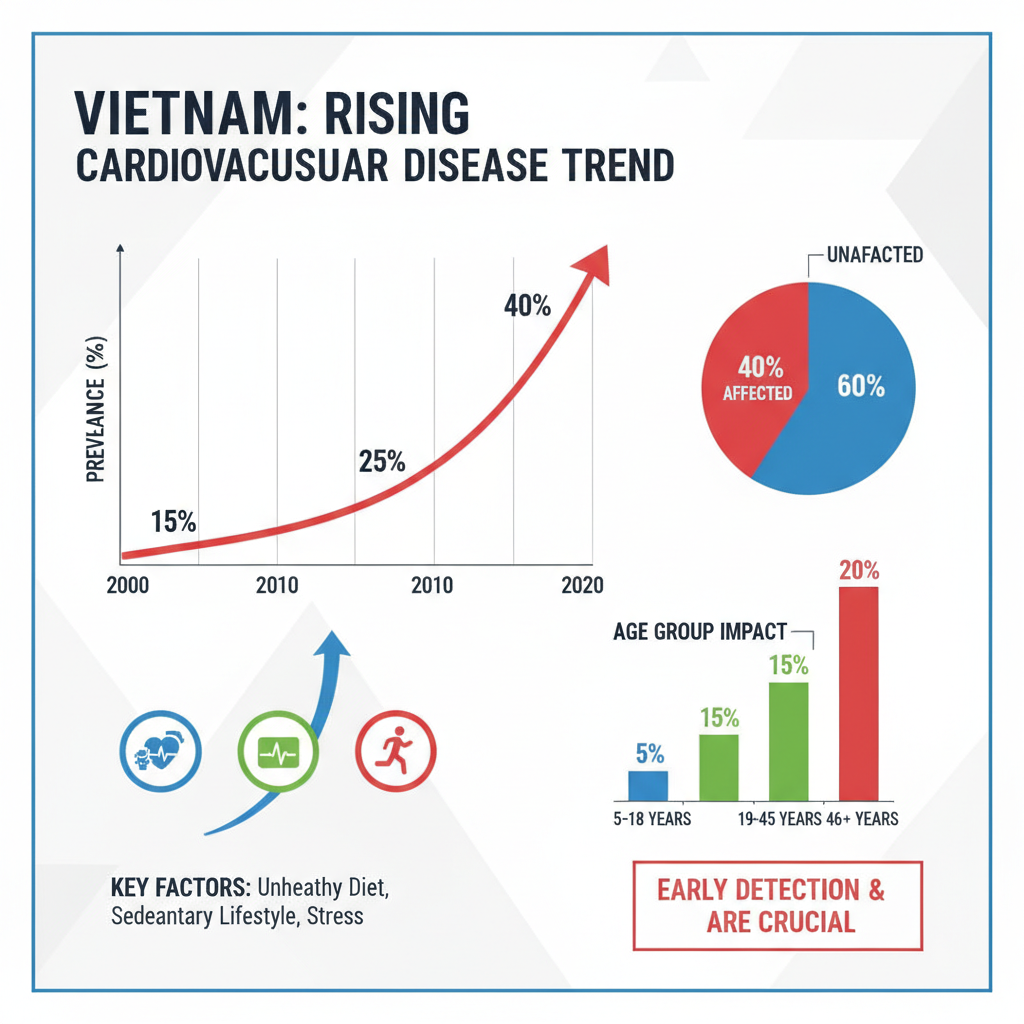 Infographic về nguy cơ bệnh tim mạch tại Việt Nam
