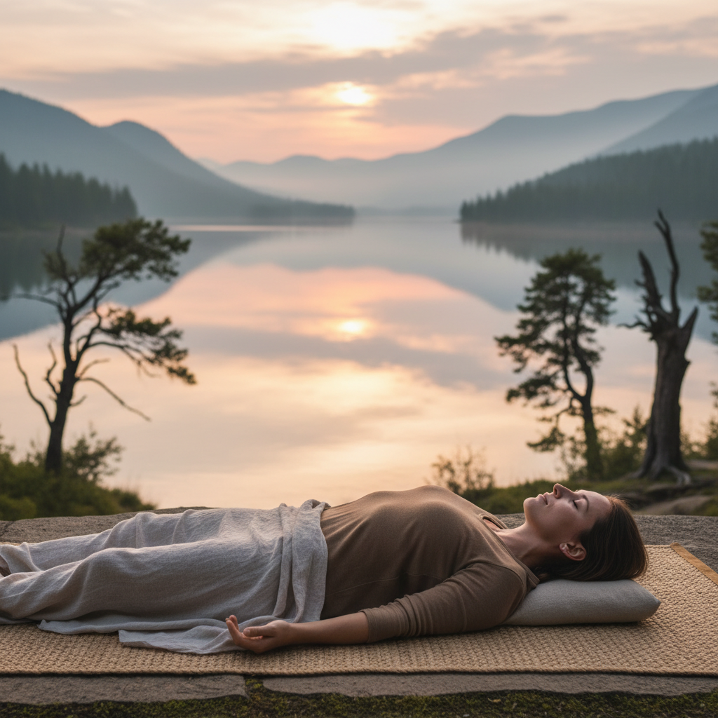 Một người tập yoga để thư giãn và giảm stress.