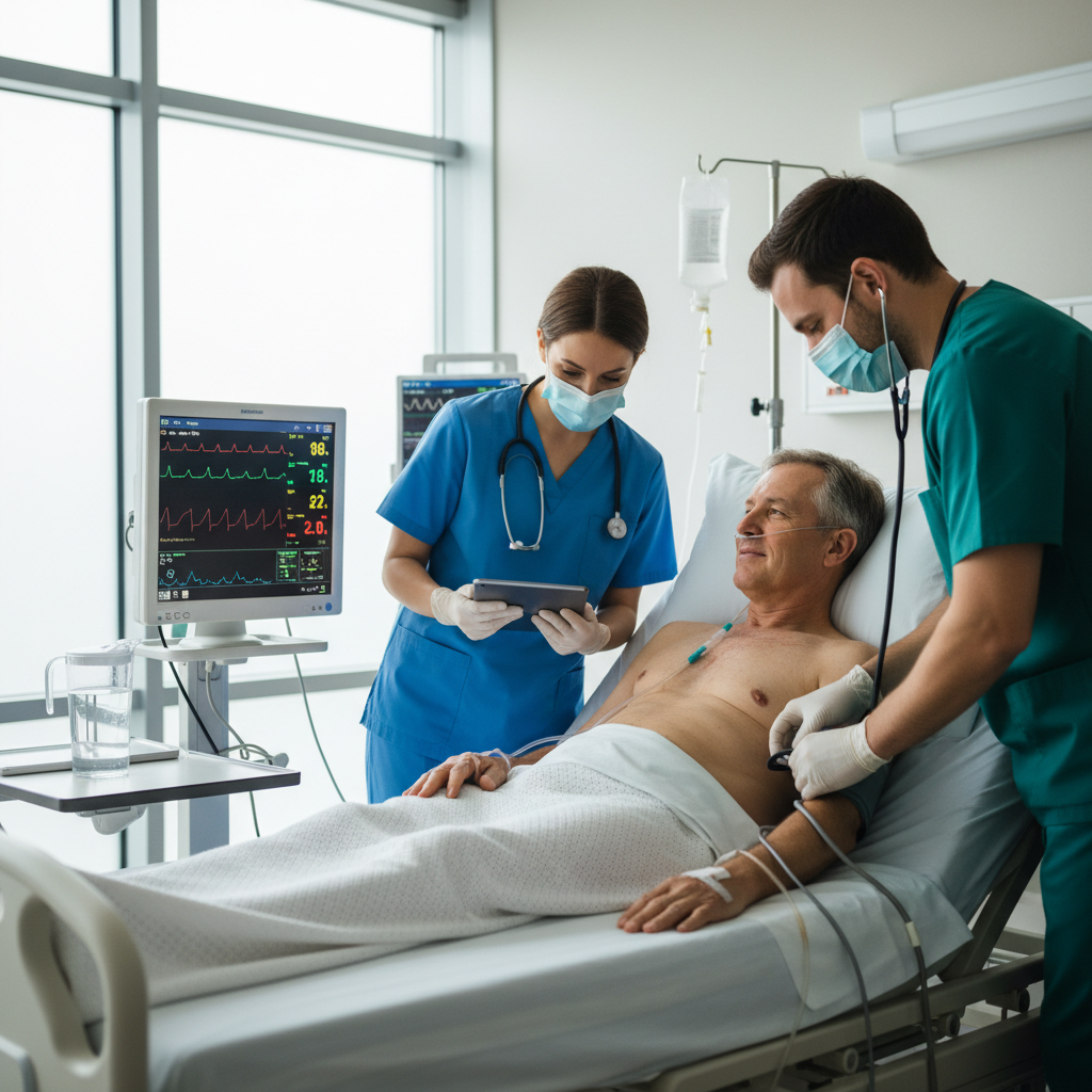 Bệnh nhân hồi phục sau phẫu thuật van tim tại bệnh viện.