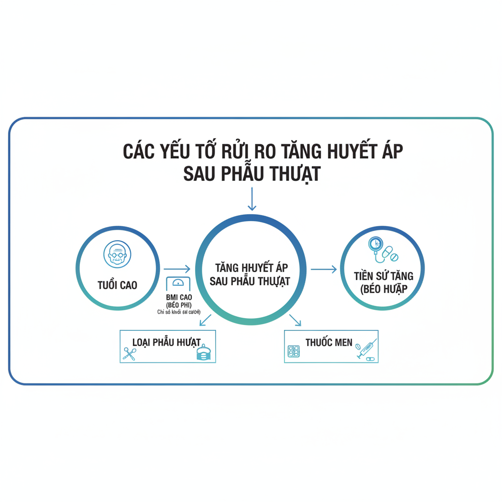 Sơ đồ các yếu tố nguy cơ gây tăng huyết áp sau phẫu thuật.