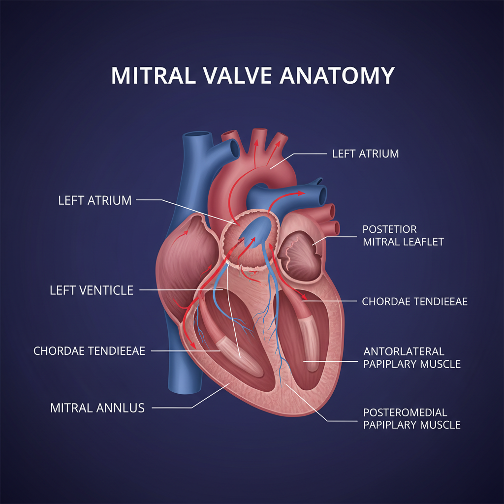 Sơ đồ trái tim mô tả cấu trúc của van hai lá
