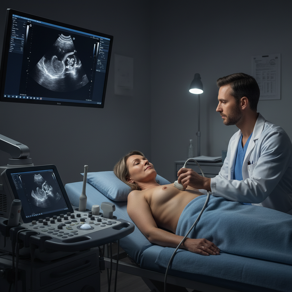 Bác sĩ thực hiện siêu âm tim cho bệnh nhân