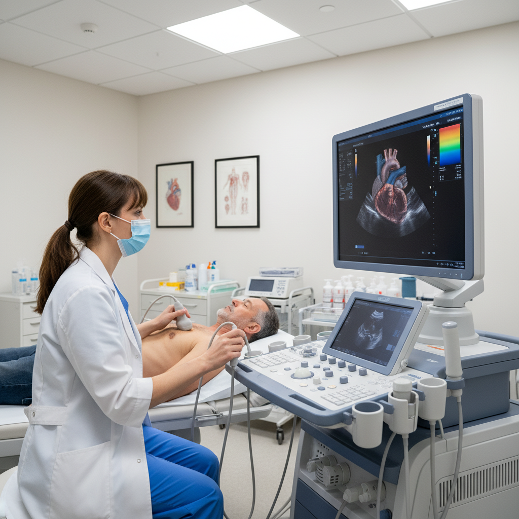Một bác sĩ đang thực hiện siêu âm tim