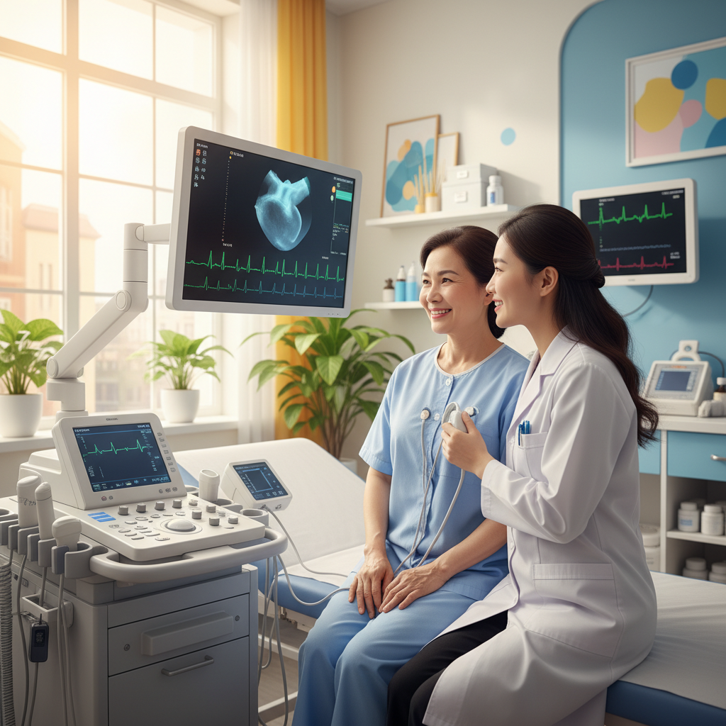 Hình ảnh kiểm tra sức khỏe tim mạch tại phòng khám hiện đại