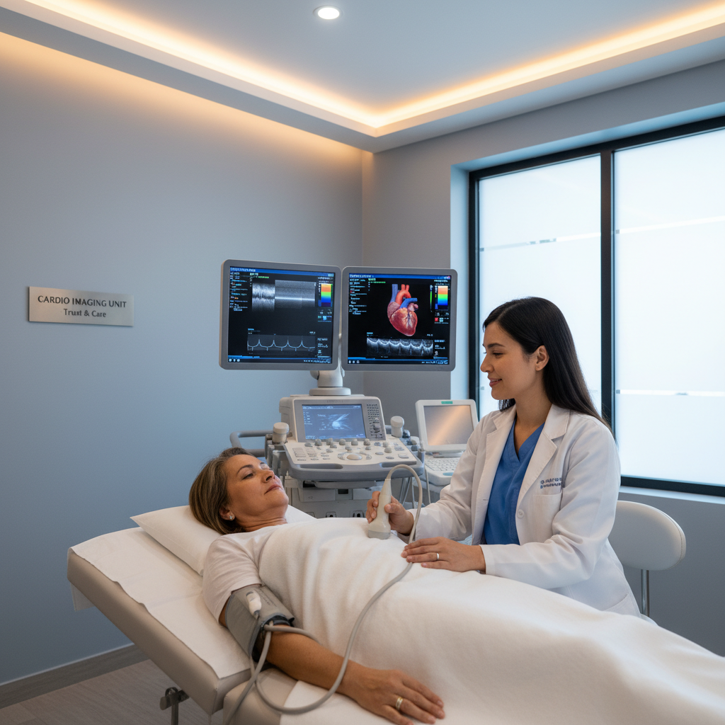 Bác sĩ thực hiện siêu âm tim để kiểm tra sức khỏe tim mạch