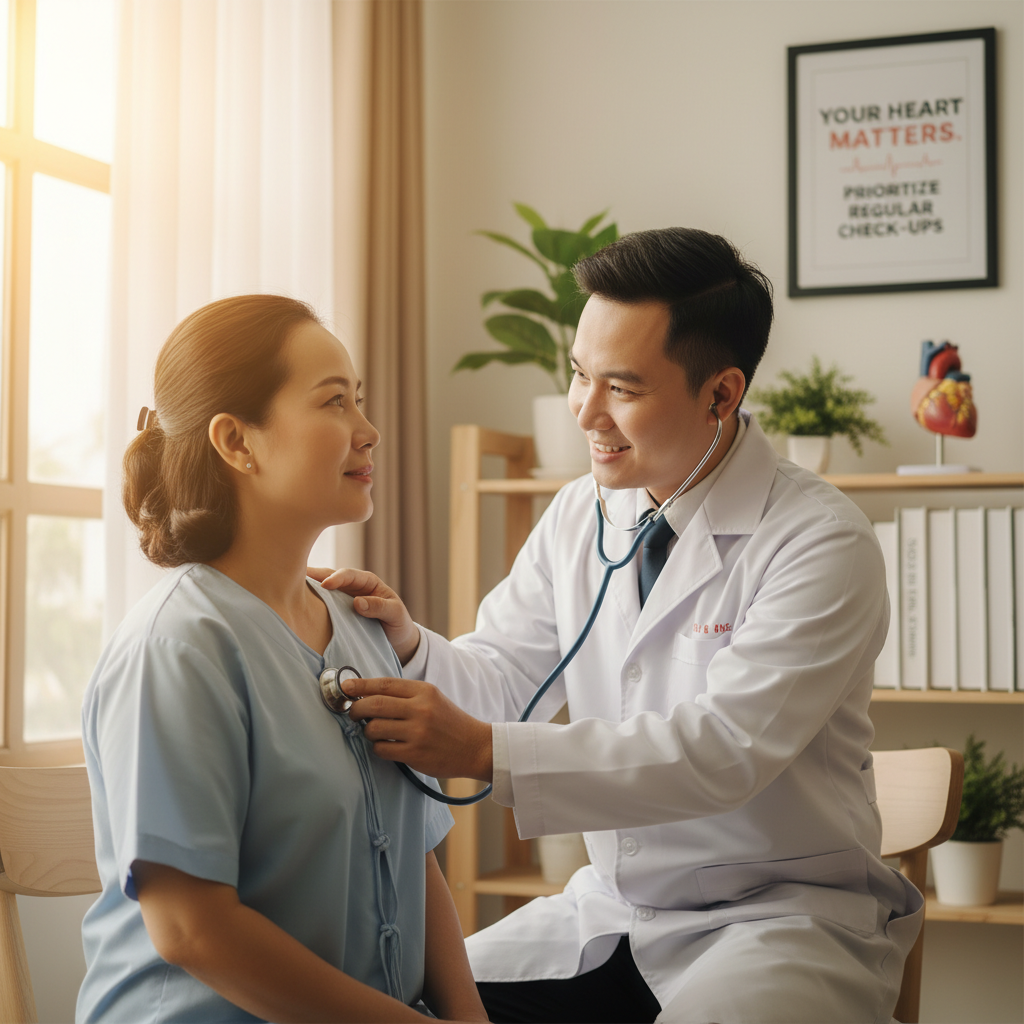 Bác sĩ kiểm tra sức khỏe tim mạch cho bệnh nhân tại phòng khám