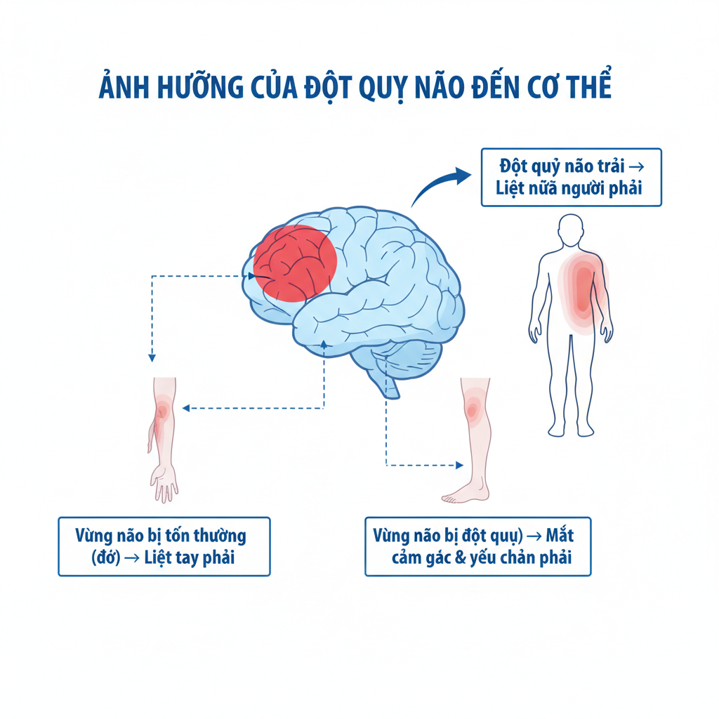 Infographic về mối liên hệ giữa đột quỵ và bệnh liệt