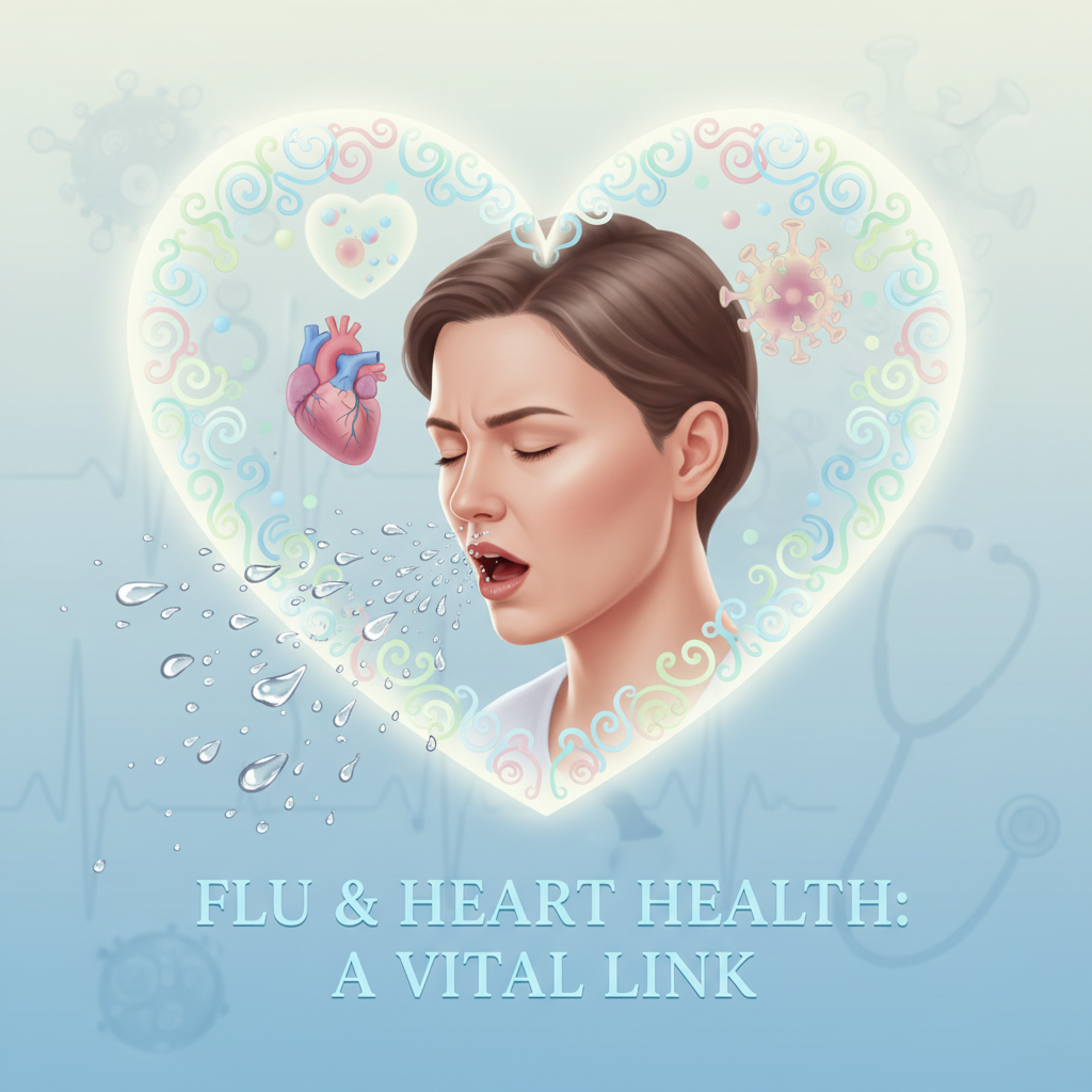 Hình minh họa virus cúm lây lan và mối liên hệ với bệnh tim mạch