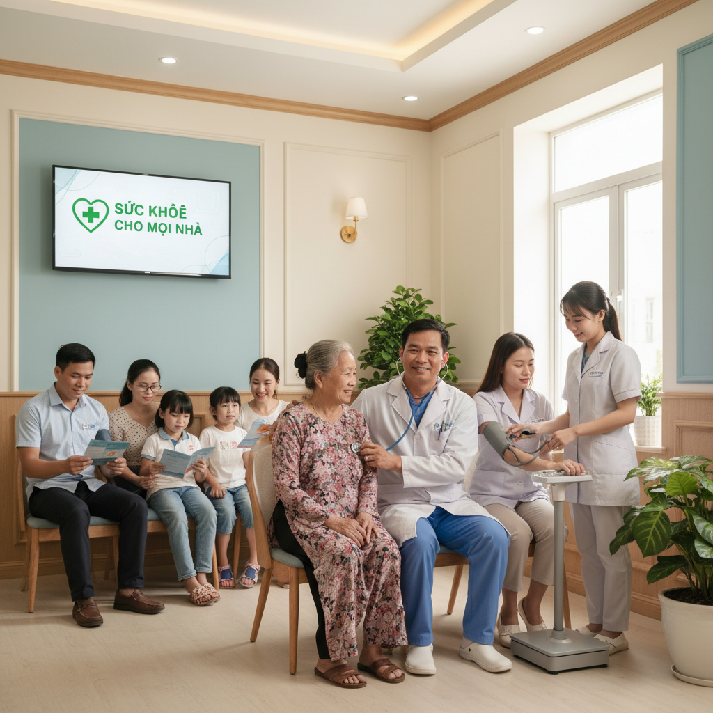 Hình ảnh người Việt Nam kiểm tra sức khỏe tim mạch tại phòng khám