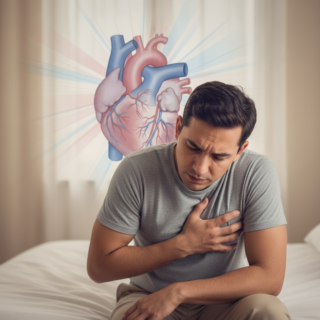 Hình ảnh minh họa người bị khó thở và mệt mỏi do hẹp van hai lá