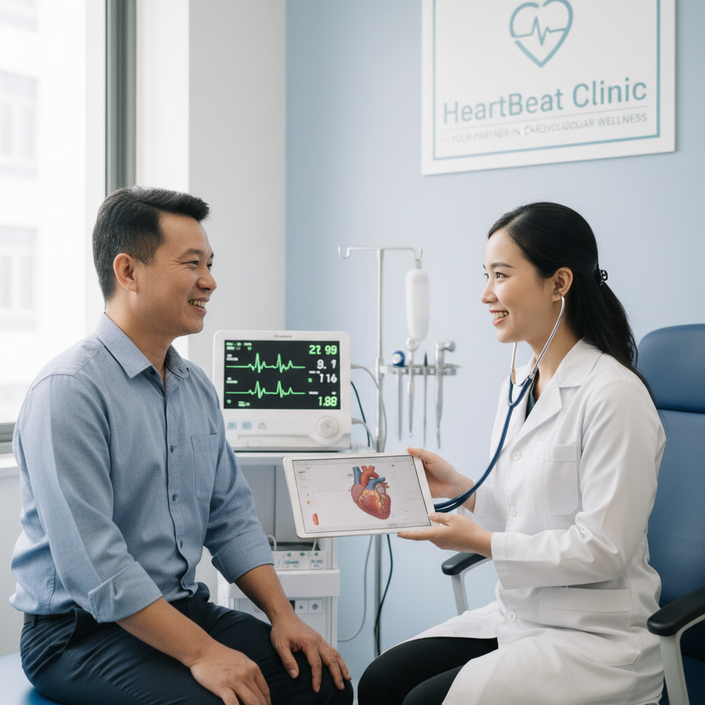 Bác sĩ tư vấn sức khỏe tim mạch cho bệnh nhân tại phòng khám hiện đại