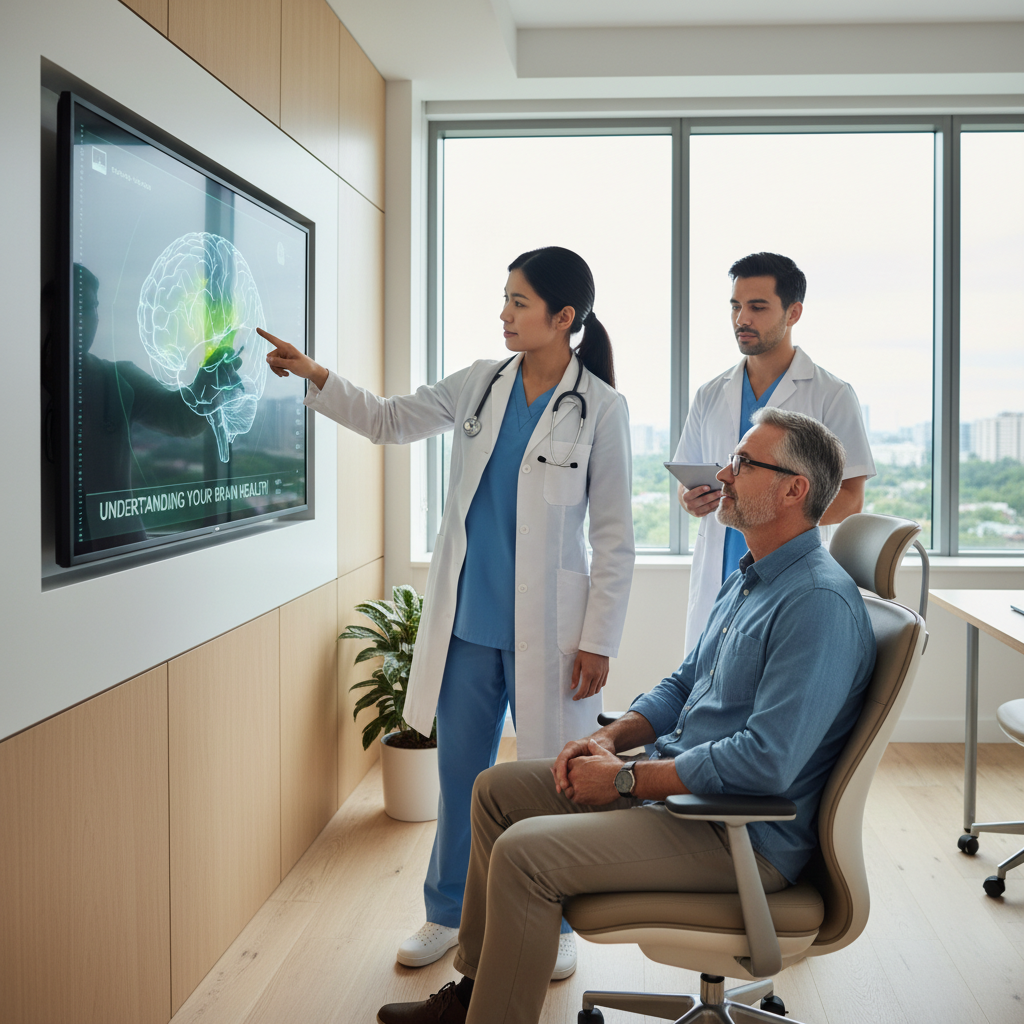 Hình ảnh bác sĩ tư vấn kết quả chụp não cho bệnh nhân