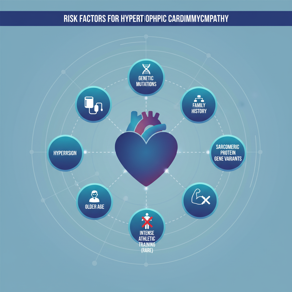 Hình ảnh mô tả các yếu tố nguy cơ đối với bệnh cơ tim phì đại.
