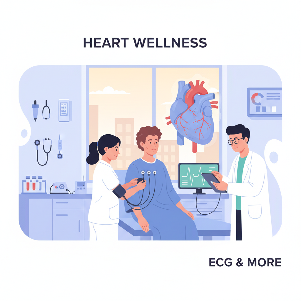 Minh họa một người đang thực hiện kiểm tra sức khỏe tim mạch.